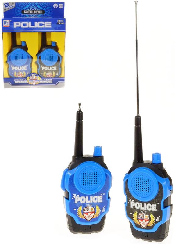 Vysílačky policejní dětské černomodré na baterie set 1 pár Walkie Talkie