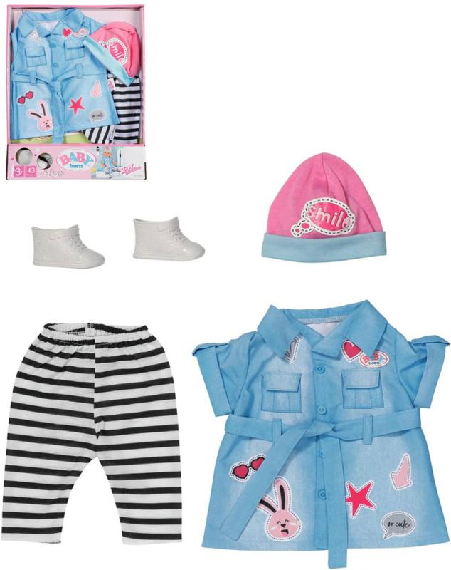 Zapf Creation ZAPF Baby Born šatičky džínové deluxe obleček pro panenku mininko 43cm