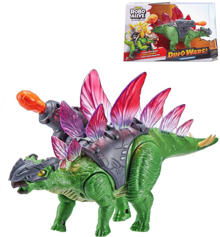 ZURU Robo Alive Stegosaurus chodí střílí svítí ve tmě na baterie Světlo Zvuk