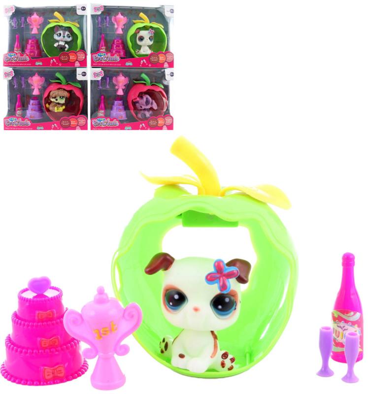 Zvířátko set s domečkem ovoce a doplňky na baterie Světlo 4 druhy